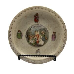 Antique Holdfast D.E. McNicol Pottery Co Baby Plate circa 1890-1925 DAMAGED